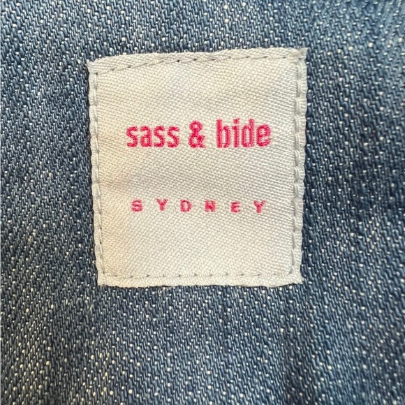 Sass & Bide denim overall mini skirt with Suspender Dress Contrast Denim SZ 28/S - Picture 8 of 10